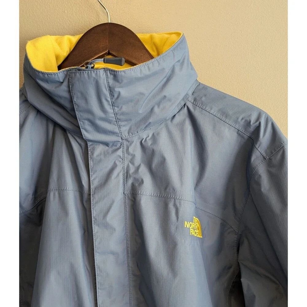 The North Face Resolve Jacket Mens Small Waterproof Hooded Rain Coat Blue Yellow